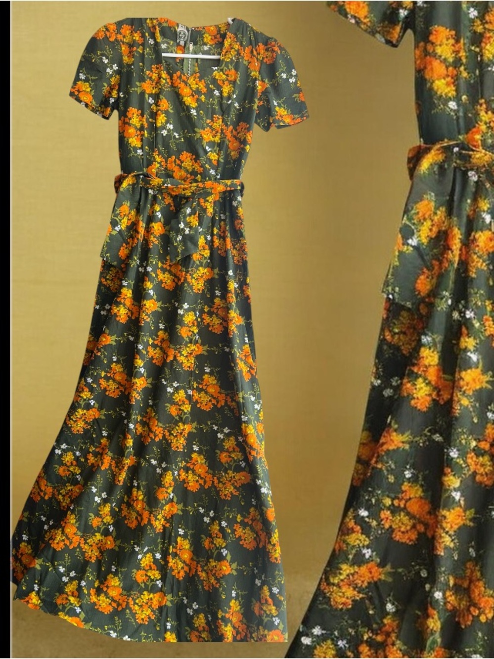 Vintage handmade Floral Maxi Dress seventies retro